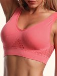 Wireless Knitted Sports Bra With Removable Cushion And Mesh Back - Adult Size Nylon Material Suitable For Daily Wear And All Sea