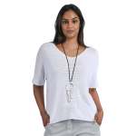 Ribbed Batwing Knit Top - White Free