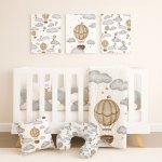 Cot Duvet Bedding Hot Air Balloon Air Balloon Grey Cloud And Stars Neutral