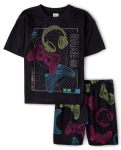 The Children's Place Boys Short Sleeve Top And Shorts 2 Piece Pajama Set Neon Gamer Xx-large