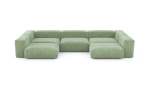 U-shape Sofa - Cord Velours - Duck Egg - 377CM X 199CM