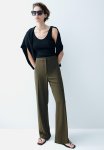 Wide Trousers - Dark Khaki Green