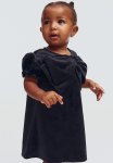 Bow Detail Velour Dress - Black