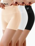 3PCS Women's High-waisted Tummy-tightening Safety Underpants Panties 2-IN-1 Hip-lift Waist Bottoming Anti-glare Riding Sports Bo