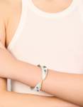 Silver Plated Hammered Twist Hinged Bangle