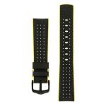 Ayrton Carbon Embossed Performance Watch Strap In Black Yellow - 24MM Black