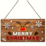 Rustic Farmhouse Christmas Wooden Hanging Sign - No Battery Needed Feather-free Party Decor With Hanging Rope For Home & Window