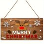 Rustic Farmhouse Christmas Wooden Hanging Sign - No Battery Needed Feather-Free Party Decor With Hanging Rope For Home & Window