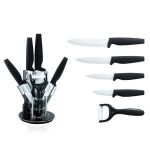 4 Piece Ceramic Coating Knife Set With Acrylic Stand - Black