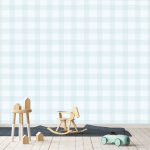 Blue Gingham Wallpaper - 1.2M Wide X 3M High Non-adhesive Requires Wallpaper Glue