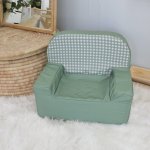 A Kids Sofa Foam Chair Green With Green Check Print