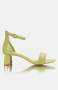 Ladies Ankle Strap Block Heel Sandals - Light Green - Light Green / UK 3