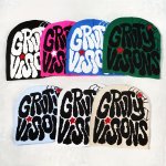 Grvty Visions Letter Jacquard Y2K Beanie Multicolor Elastic Knitted Hat Stylish Trendy Warm Pullover Cap For Women & Men