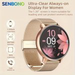 Senbono 2023 New Women Smart Watch With Wireless Phone Call Function Smartwatch With Sport Tracker Activity Tracker 100+ Sports