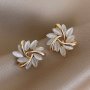 1pair Girl's New Opal Petals Stud Earrings Female Elegant Fairy Niche Meter Earrings Ideal Choice For Gifts