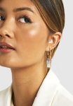Stainless Steel Textured Hoop Earrings - Gold