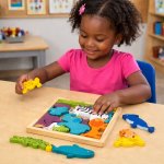 Wooden Stacking Puzzle In Tray