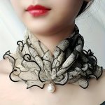 Bohemian Style Elastic Mesh Scarf Stretchy Sun Protection Fake Collar Neck Gaiter With Pearl Accent Versatile Magic Scarf For Su