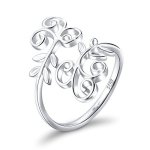 Daochong Ivy Leaf Ring For Women S925 Sterling Silver Adjustable Wrap Open Ring
