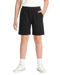 Roventis Boys Soccer Shorts Summer Outdoor Cotton Elastic Waistband Clothing With Pockets School Running Play Clothing 9-10 Year