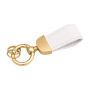 Minimalist White Strap Keychain With Gold Metal Ring - Elegant Key Holder