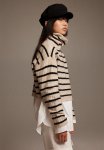 Polo-neck Jumper - Light Beige Striped