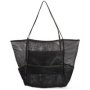 Packable Mesh Beach Bag - Tote With Zippered Inner Pocket - Black
