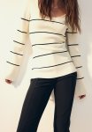 Scoop-neck Jumper - Cream Striped