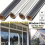 1 Roll Mirror Window Film Reflective Privacy Tint Anti-UV Heat Control Sun Blocking For Home Office Living Room Silvery/Black & Silvery Options