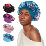 Satin Night Sleep Cap - Wide Elastic Hair Bonnet Hat For Women - Perfect For Home Bathroom And Shower - Soft And Comfortable Sil