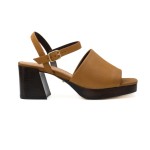 Leather Block Heel Sandal -tan