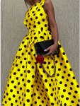 Polka Dot Crew Neck Dress Elegant Sleeveless Dress For Spring & Summer Women's Clothing For Elegant Dressing