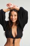 Dallas Drawstring Tie Top - Black - One Size