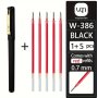 Wuqiannian Gel Ink Rollerball Pens Set With 5 Refills 0.7 Mm Medium Point Ergonomic Water-resistant Quick-drying Black - 6 Pieces Pack For School And Business Writing Supplies.