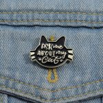 CAT Lover Enamel Pin Badge "ask Me About My " Phrase Minimalist Style Durable Painted Metal Brooch Animal-themed Accessory