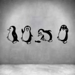 5 Piece Penguins With Fish - Grey L 1000 X H 310MM