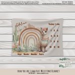 Milestone Blanket Boho You Are Llama Rust Blanket