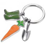 Keyring Garden Love With 3 Charms: Boots Carrot Trowel