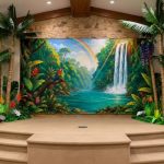 Moukeren Rainforest Backdrop For Vbs 2026 Large 7.9 X 3.6 Ft Tropical Rainforest Scene Vacation Bible School Backdrop Natural Sc