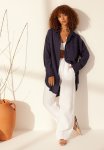 Linen Oversize Shirt - Dark Blue