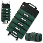 Ramble Gear Roll Up Tool Bag Organizer Heavy Duty Canvas Tool Roll Bag Tool Roll Up With 5 Oversized Labeled Pockets & Carabiner