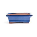 Assorted Glazed Bonsai Pots 7" - Blue Rectangle 18 X 14 X 6CM