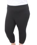 Ladies Plain 3 4 Leggings - 60 Black