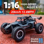 1:16 2.4G Double Battery Alloy Rc Car High Speed Up To 20 Km h Remote Control Car All Terrain Off-road Electric Toy Car Hallowee