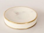White Marble With Brass Ring Inlay Soap Dish – 13CM