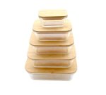 Taroma Glass Food Storage Containers With Lids Bamboo 5 Piece Value Set