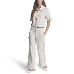 High-rise Twill Wide Leg Pants -eggnog