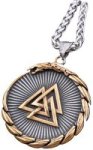 Nordic Valknut Vegvisir Necklace Gold