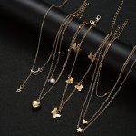 12PCS SET Pendant Necklace With Butterfly & Imitation Pearl Charm Decor Moon Star Pendant Necklace Letter Necklace Stylish Jewel