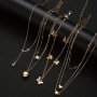 12PCS/SET Pendant Necklace With Butterfly & Imitation Pearl Charm Decor Moon Star Pendant Necklace Letter Necklace Stylish Jewelry For Women Daily Dating